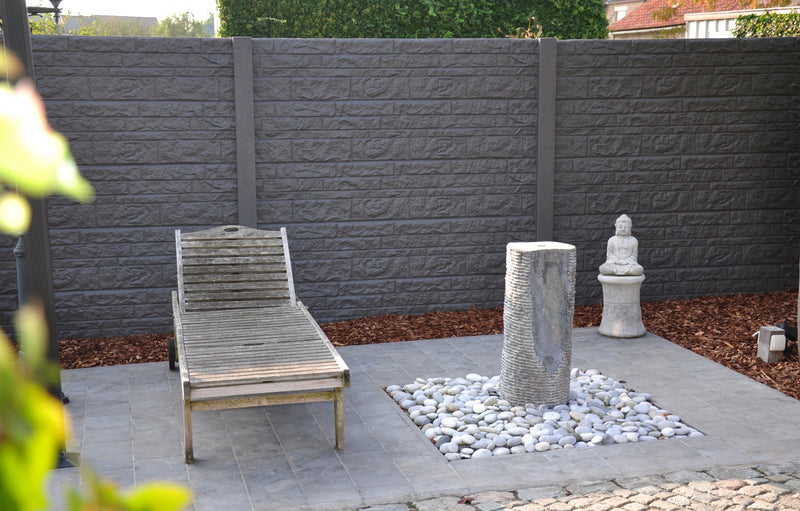 Betonzaun LINEA Anthrazit – Doppelseitig – 80 cm (Abgerundet)