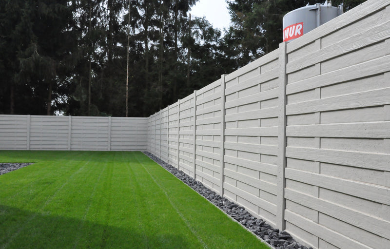 Betonzaun ELEGANT Anthrazit – Einseitig – 200 cm (Abgerundet)