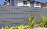Doppelstabmattenzaun mit Sichtschutz in 3D-Optik