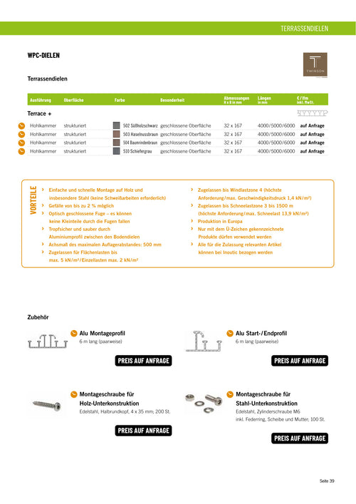 Verbinder für Alu-Trägerprofil Die Mittlere - 33 x 46 mm 3,00 m
